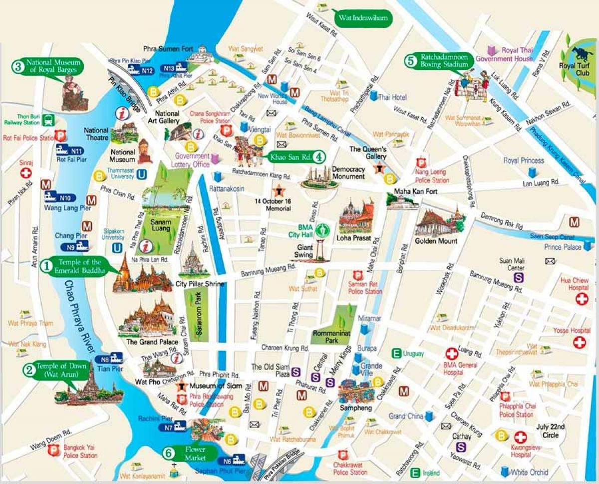 bangkok steder at besøge kort