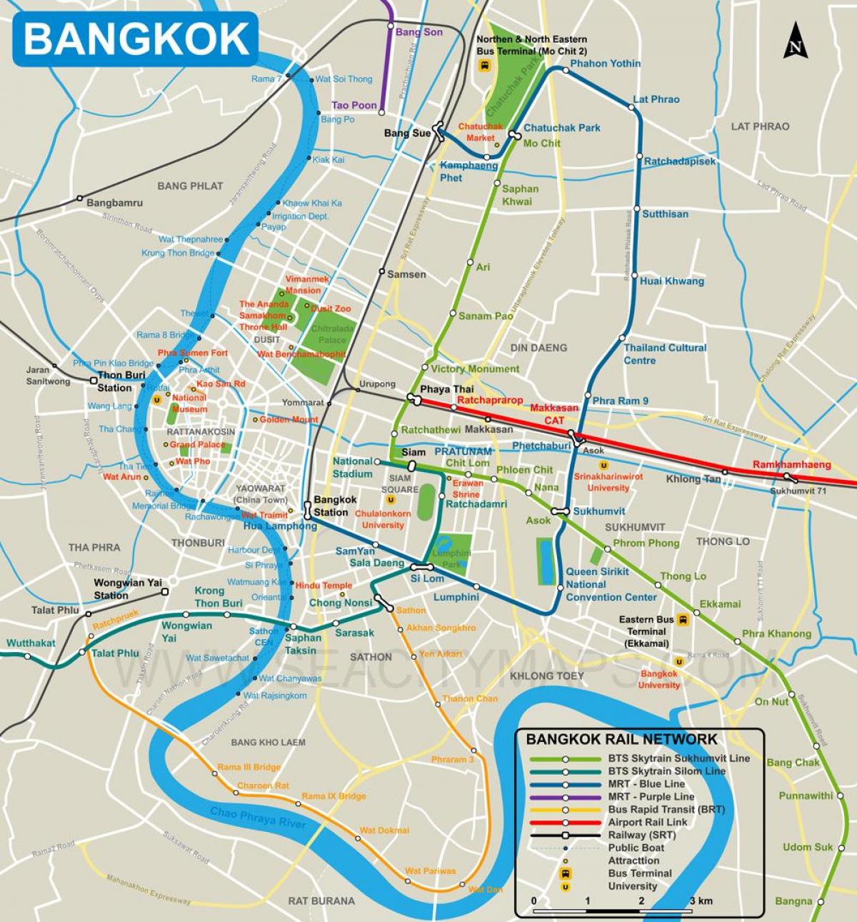 kort over bangkok city center