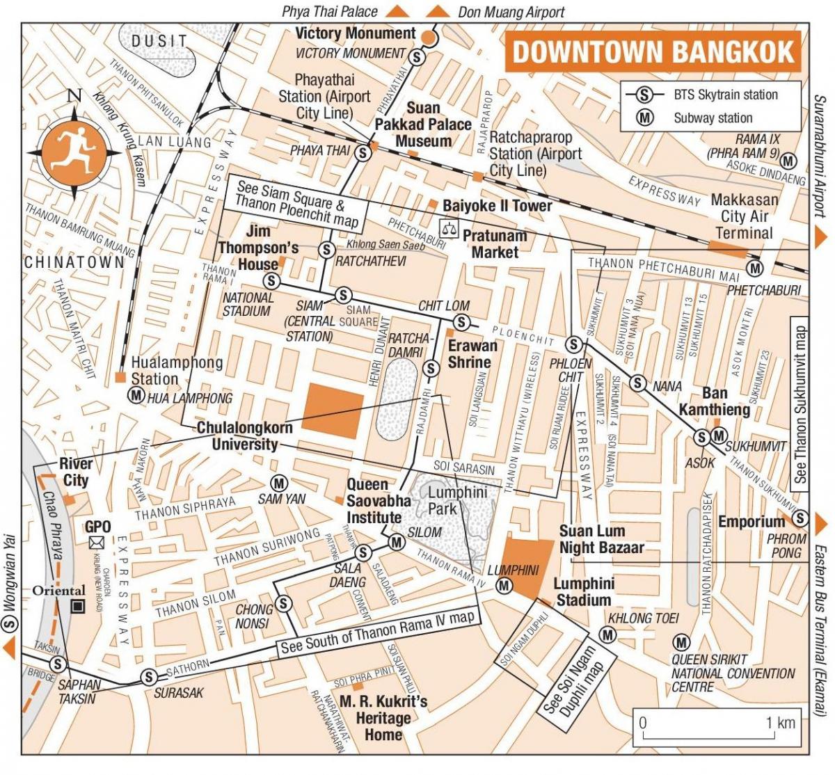 bangkok centrum kort