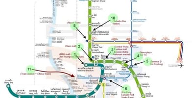 Kort over bangkok bts kort med seværdigheder