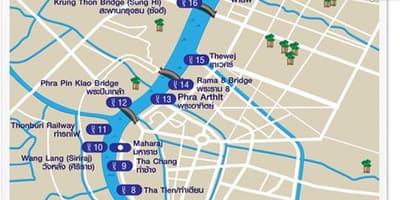 Kort over bangkok flod hurtig båd