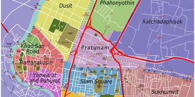 Kort over bangkok og de omkringliggende områder
