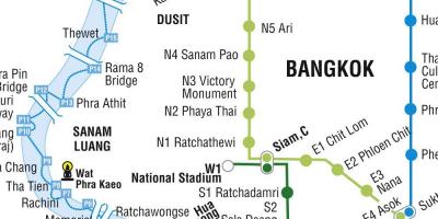 Kort over bangkok metro-og skytrain -