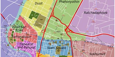 Områder af bangkok kort